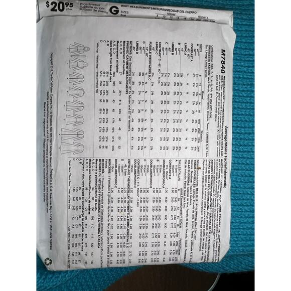 McCalls 7848 pattern coat fit and flare size 8 10 12 14 16 - Picture 3 of 6